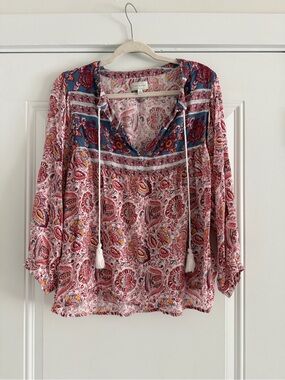 Lucky Brand Paisley Peasant Top